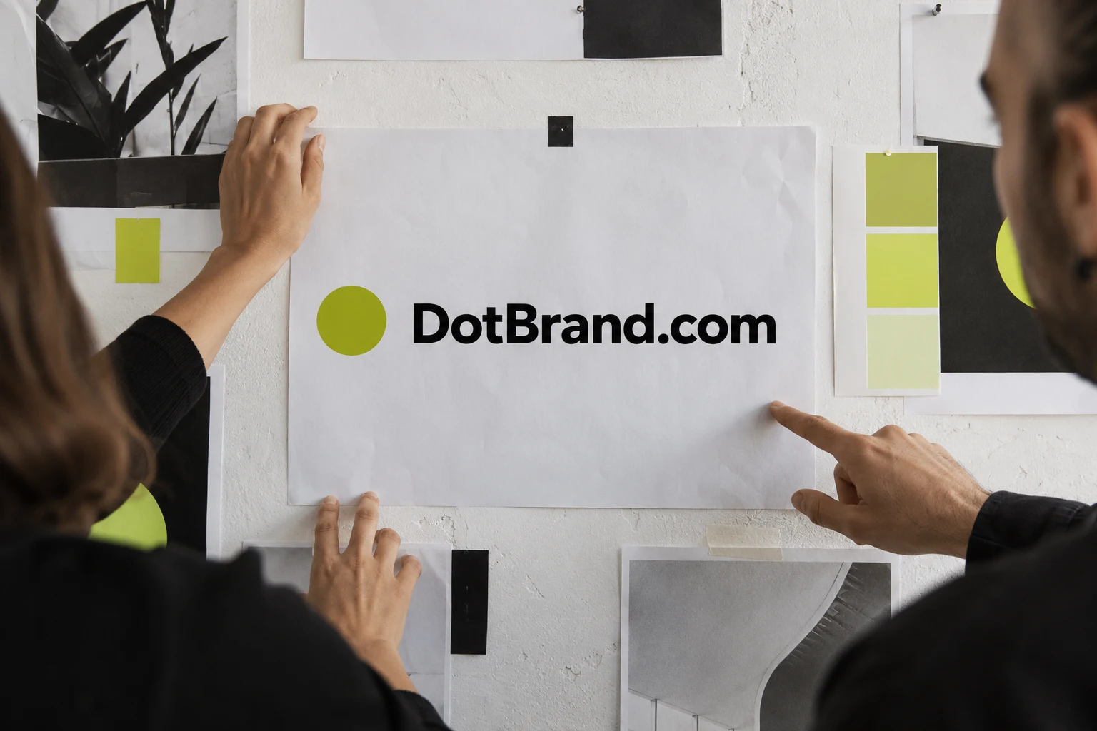 Brand workshop presentation with DotBrand.com on the wall